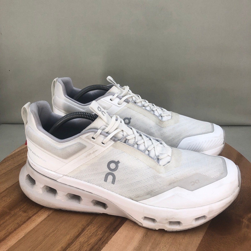 On Running Cloudnova X Mens 11.5 All White Running Shoes Cushioned Comfort